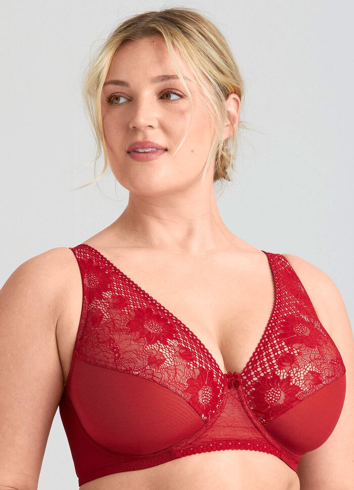Miss Mary Bügel-BH mit floraler Elastikspitze ROT