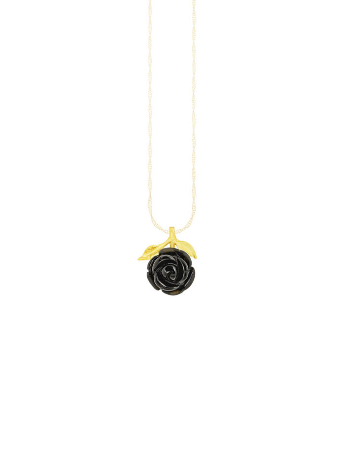 Romantischer Anhänger mit schwarzer Obsidian-Rose 