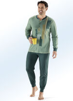 Pyjama mit Knopfleiste, Druckmotiven, Bündchen an den Arm- und Beinabschlüssen