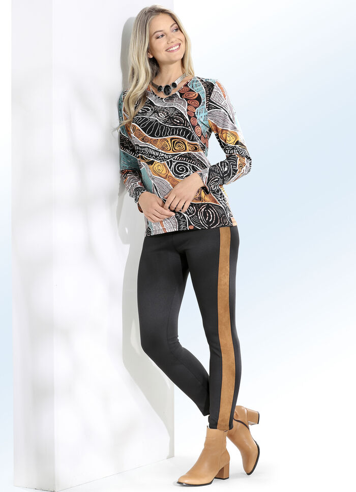 Leggings mit Verloursleder-Imitat-Einsätzen 