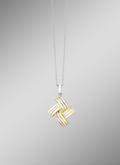 Modischer Knoten-Anhänger in Tricolor mit Ankerkette 