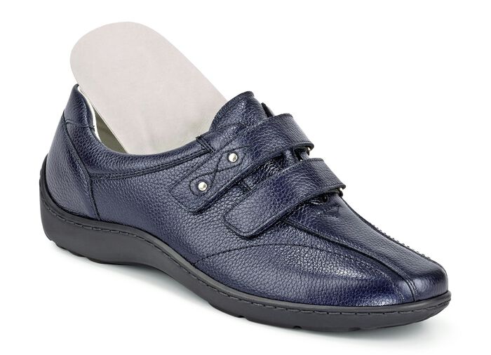 Waldläufer, bequeme Damen-Slipper, Weite H, mit herausnehmbarem Fussbett DUNKELBLAU