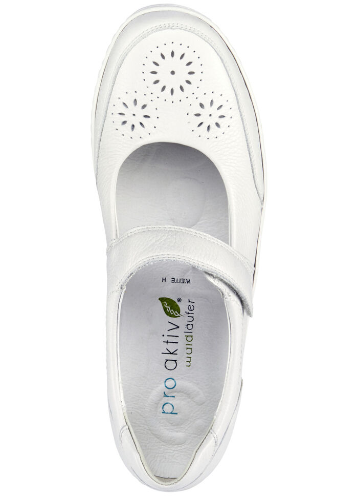 Waldläufer, bequeme Damen-Slipper, Weite H, mit herausnehmbarem Fussbett NATURWEISS