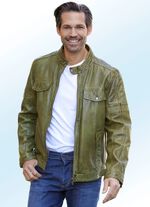 Lederkurzjacke mit Zierstepp 