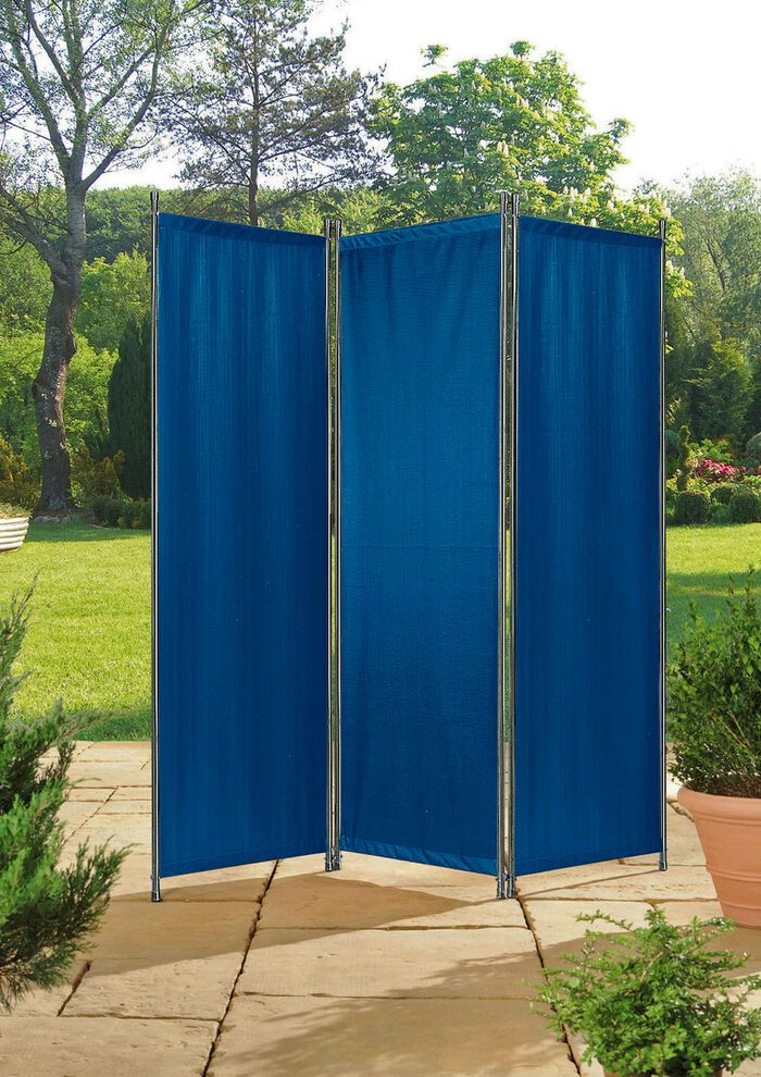 Paravent mit Stahlrohrgestell BLAU