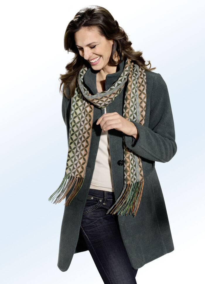 Longjacke in 2 Farben mit Knopfleiste FLASCHENGRÜN