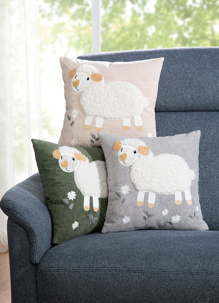 Kissenbezug mit Pl&uuml;sch-Applikation 