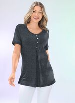 Longshirt mit dezentem Allover-Druck in 2 Farben SCHWARZ-SILBER