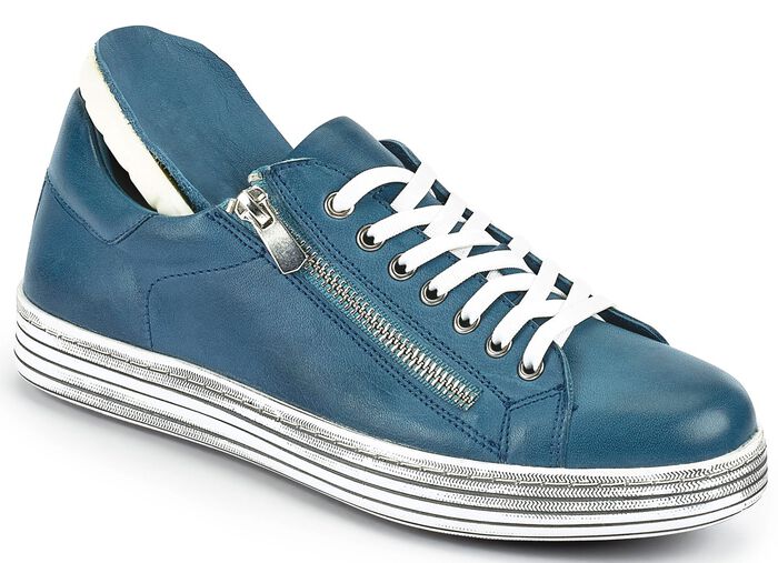 Gemini Schn&uuml;rschuh mit praktischem Seitenrei&szlig;verschluss JEANS