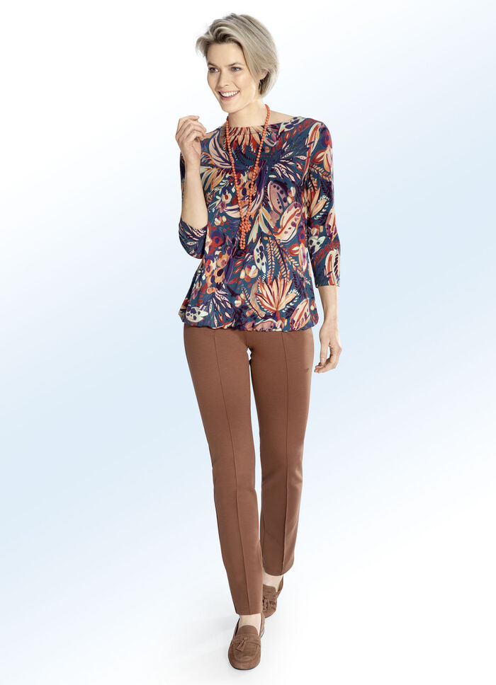 Jerseyhose mit h&ouml;herem, elastischem Formbund COGNAC