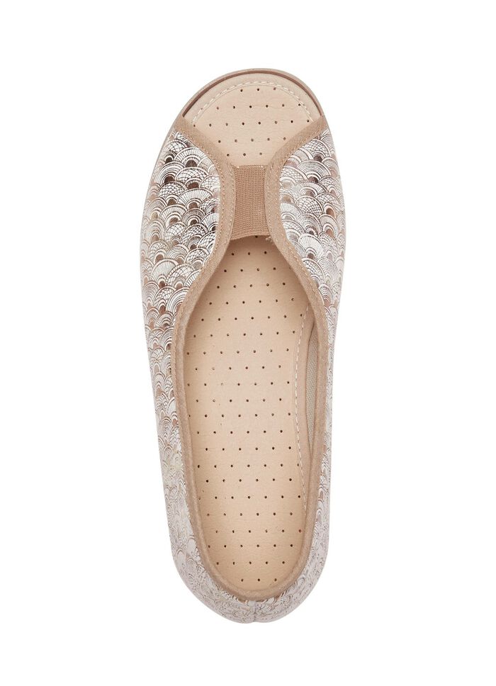 Slipper in Goldbeige aus Textilmaterial 