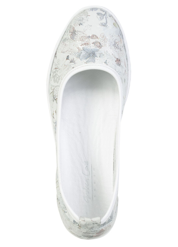 Andrea Conti, schicke Damen-Ballerinas, Weite G, mit herausnehmbarem Fussbett ECRU-BUNT