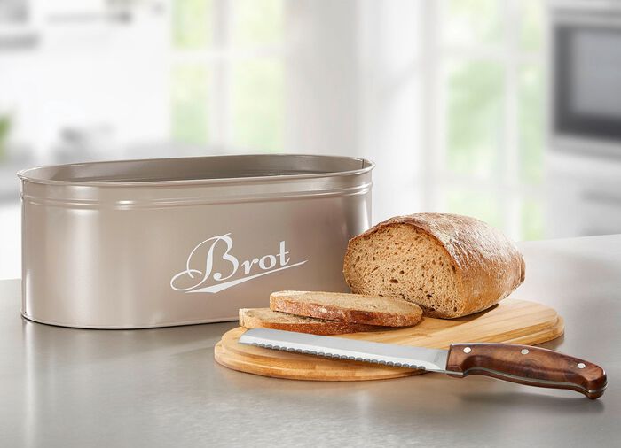 Brotkasten mit praktischem Bambusdeckel GRAU