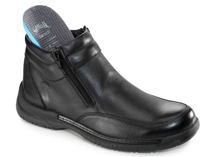 Wetterfeste Stiefelette mit zwei Reissverschl&uuml;ssen SCHWARZ