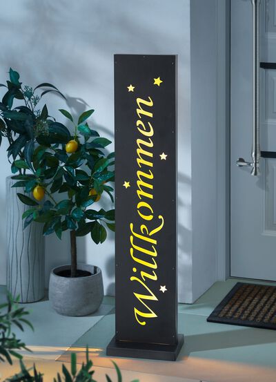 LED-Stele &raquo;Willkommen&raquo; aus Metall 