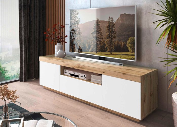 Modernes TV-Longboard mit Push-to-open-System EICHE-WEISS