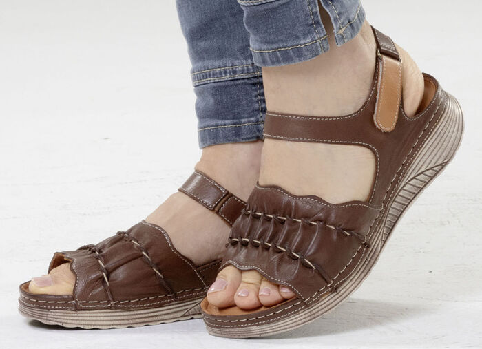 Gemini, leichte Damen-Sandalen, Weite G, aus Leder BRAUN