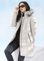 Kurzmantel mit Nappaleder-Imitatpaspelierungen KITT