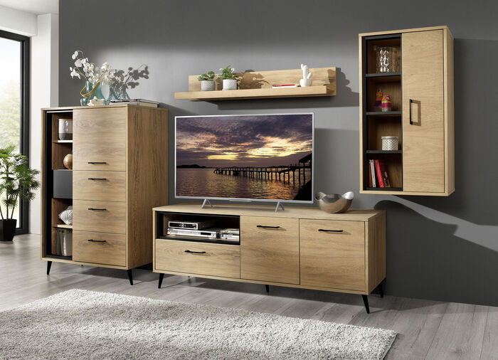 Möbelserie mit Echtholzfurnier in Wildeiche 