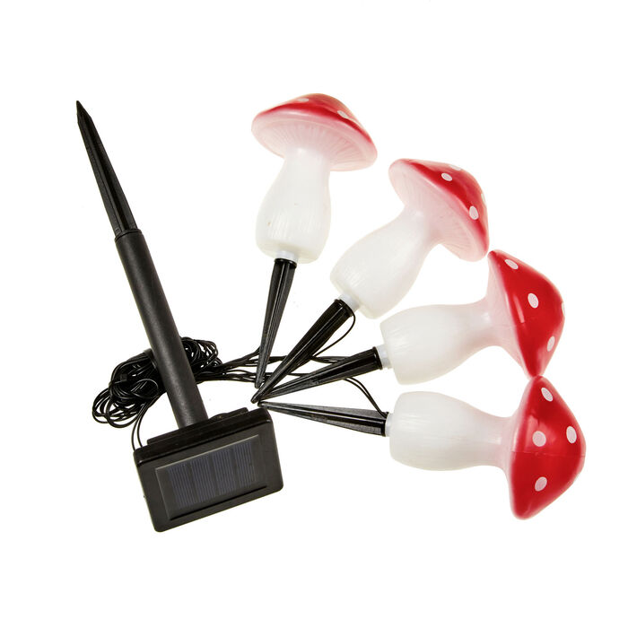 LED-Pilze aus Kunststoff, 4er-Set 