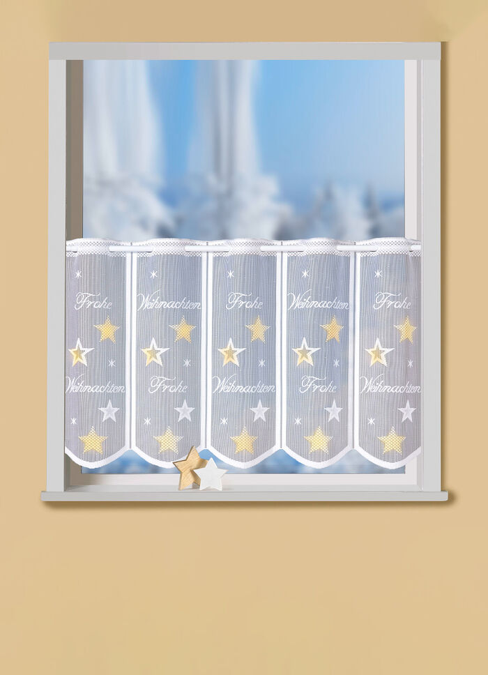 Handkolorierter Kurzvorhang mit Stangendurchzug