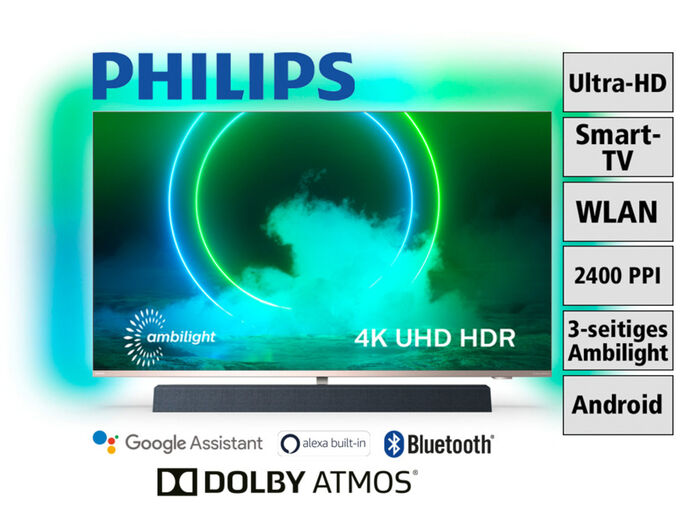 Philips 4K-Ultra-HD-Ambilight-LED-Fernseher mit integriertem Soundsystem 