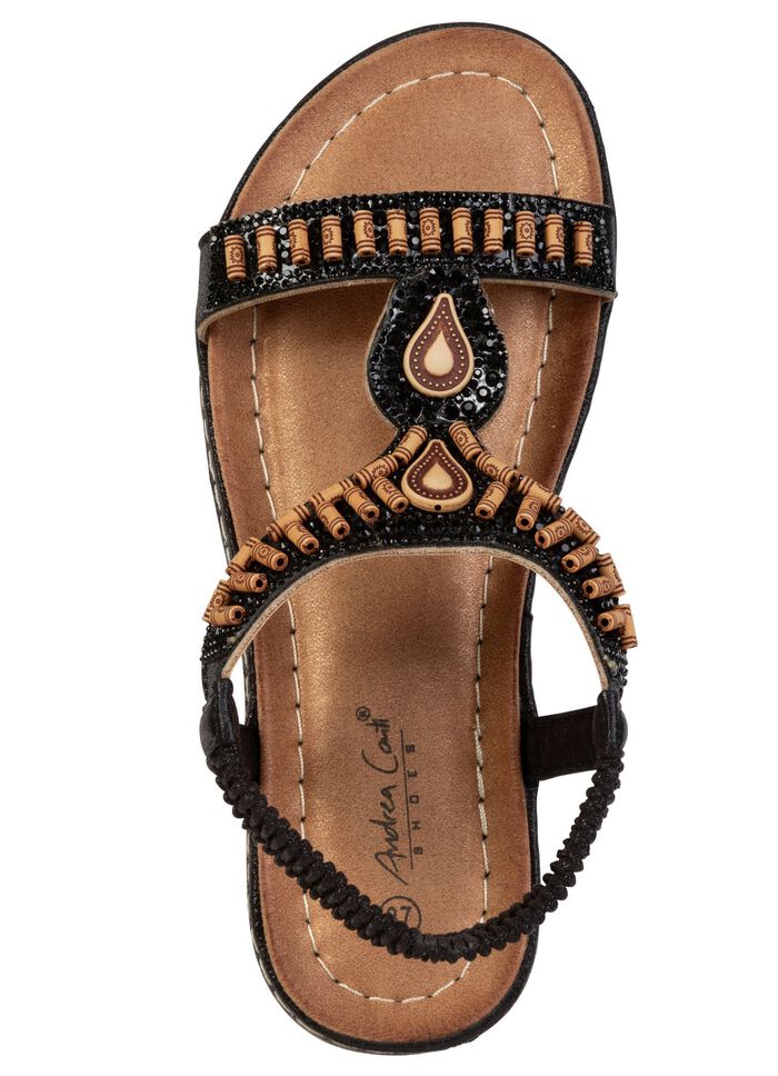 Andrea Conti, stylische Damen-Sandalen, Weite G, mit elastischem Fersenriemchen SCHWARZ