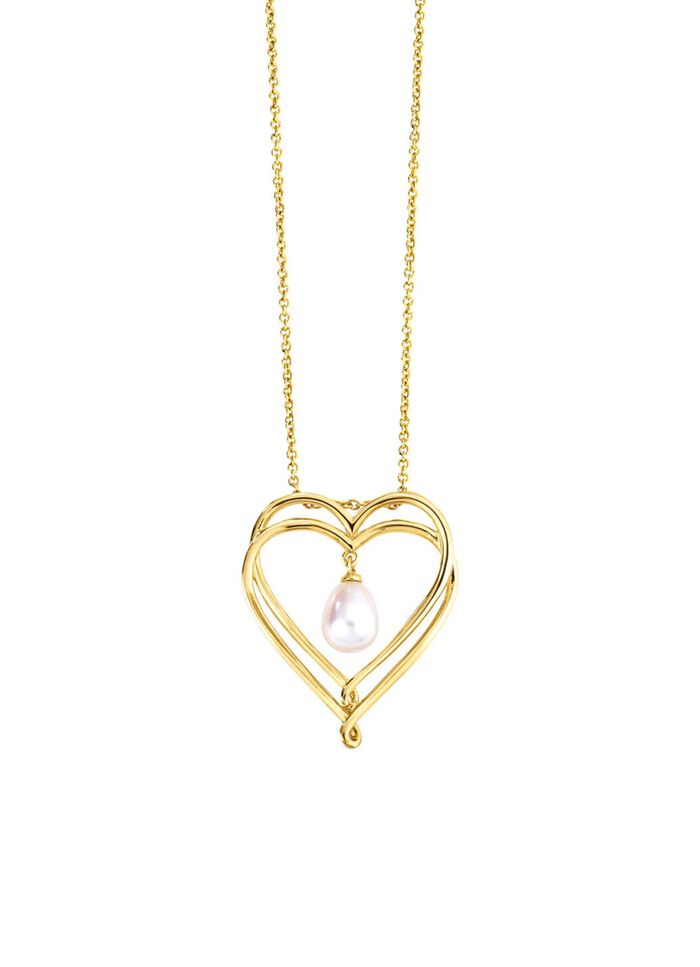 Herz-Anh&auml;nger mit S&uuml;sswasser-Zuchtperle und Ankerkette 