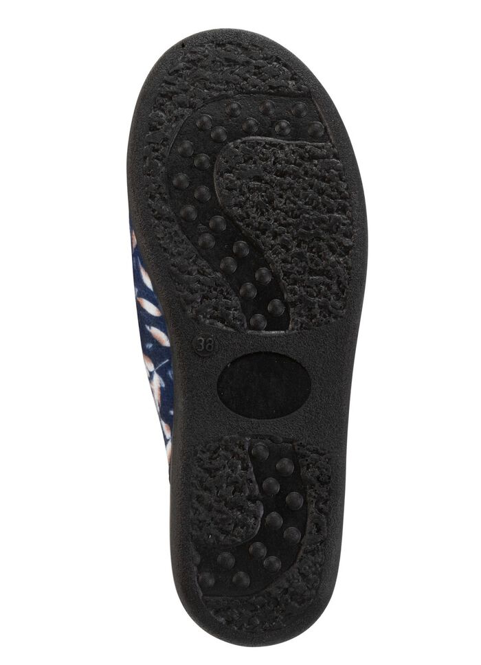 Zweierpack Pantoffeln aus samtig, weichem, bedrucktem Textilmaterial 1X BLAU, 1X BORDEAUX