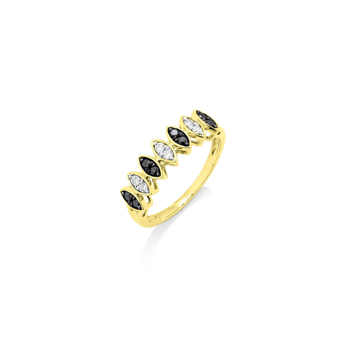 Damenring mit Brillanten in Schwarz und Weiss 