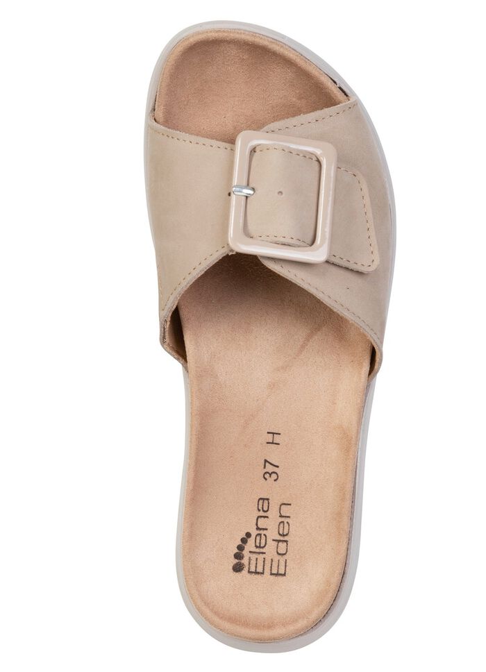 ELENA EDEN, stylische Damen-Pantoletten, Weite H, mit herausnehmbarem Fussbett BEIGE