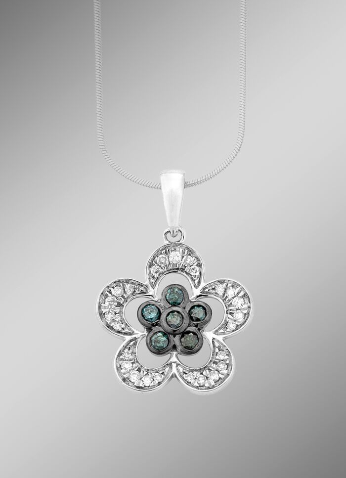 Anh&auml;nger im Blumen-Design mit Brillanten und Diamanten 