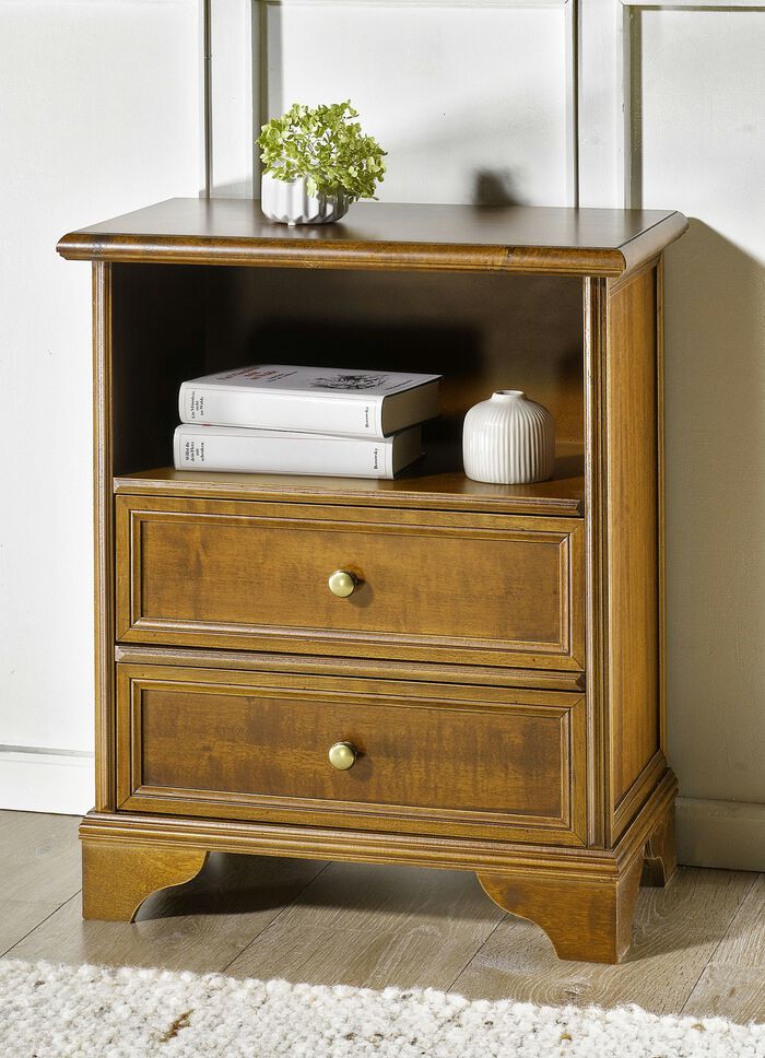 Kommodenserie mit messingfarbenen Metallknöpfen NUSSBAUM