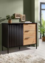 Highboard mit geriffelten Fronten SCHWARZ-EICHE