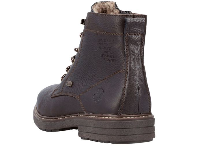 Rieker Schn&uuml;r-Boot mit Warmfutter aus Lammfell und Pl&uuml;schmaterial DUNKELBRAUN