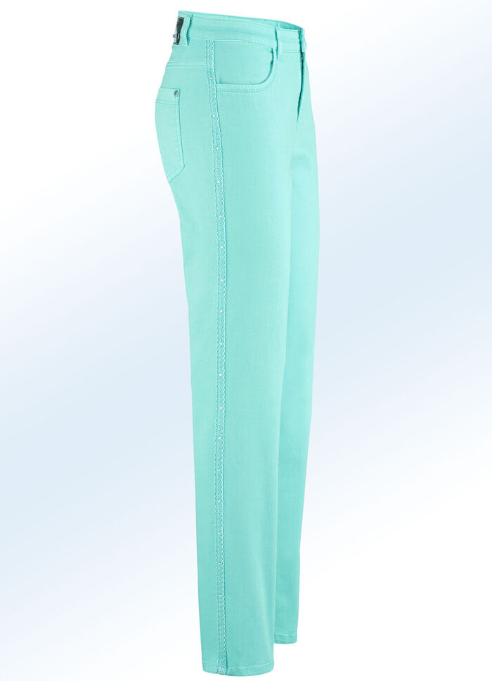 Edel-Jeans mit Zierband und Strasssteinen OCEAN