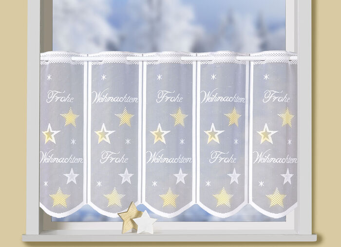 Handkolorierter Kurzvorhang mit Stangendurchzug