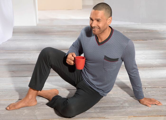 Pyjama mit Modal, V-Ausschnitt und Brusttasche 