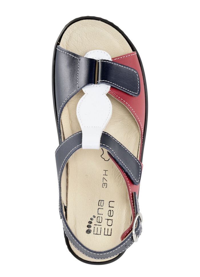ELENA EDEN, bequeme Damen-Sandalen, Weite H, mit herausnehmbarem Fussbett ROT-BLAU-WEISS