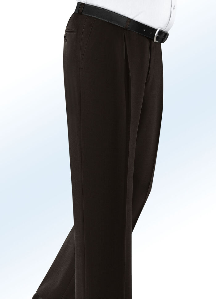 «Klaus Modelle»-Unterbauch-Hose mit Bundfalten in 4 Farben  DUNKELBRAUN