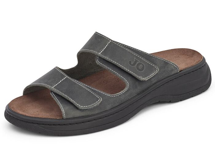 Pantolette aus Rindleder mit Antik-Finish ANTHRAZIT