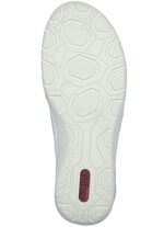 Rieker Schn&uuml;rschuh aus floral bedrucktem Textilmaterial mit Metallicschimmer HELLBLAU-GRAU