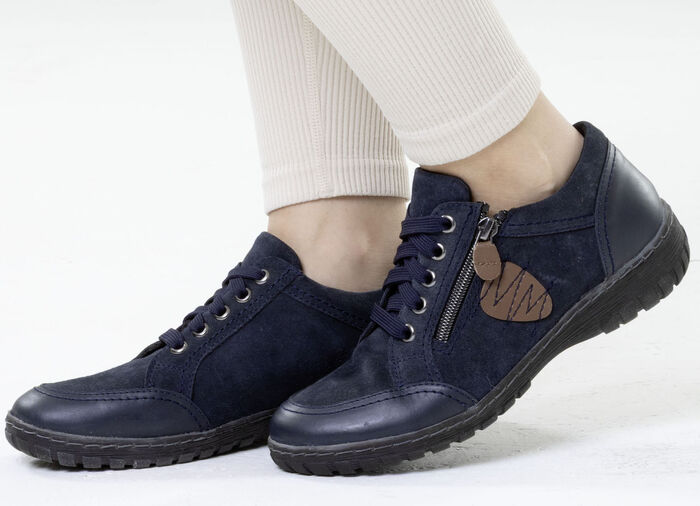 ELENA EDEN, bequeme Damen-Schnürschuhe, Weite G, mit herausnehmbarem Fussbett MARINE