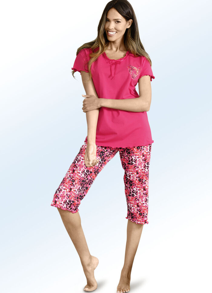 Pyjama mit Satinband und kurzen Ärmeln 