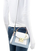 Laurina, Mini-Tasche, Damen, mit abnehmbarem Umh&auml;ngeriemen WEISS-BLAU-ROS&Eacute;