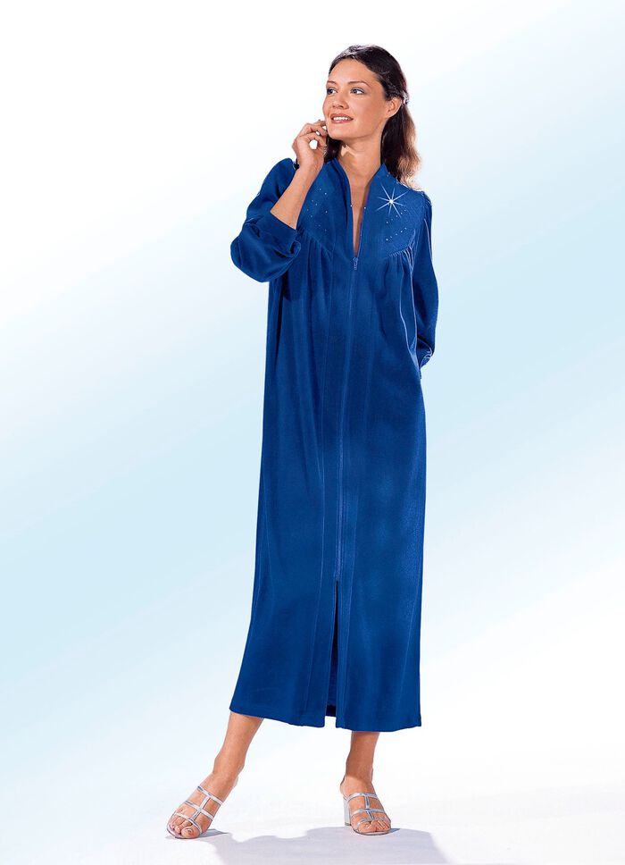 Hausmantel mit Strasszier ROYALBLAU