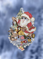 Fensterbild Weihnachtsmann mit Hase 