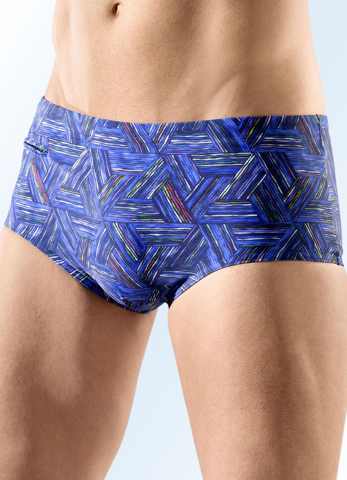 Badehose in höherer Slipform mit Reissverschlusstasche