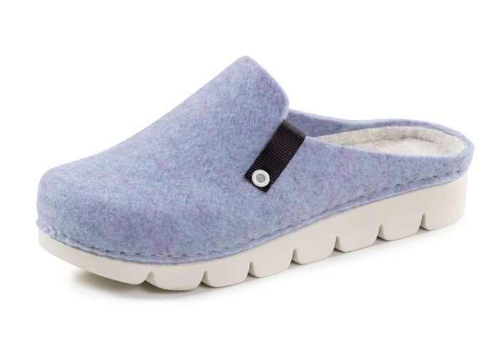 Laurina, trendige Damen-Hausschuhe, Weite G, mit anatomisch geformtem Fussbett HIMMELBLAU