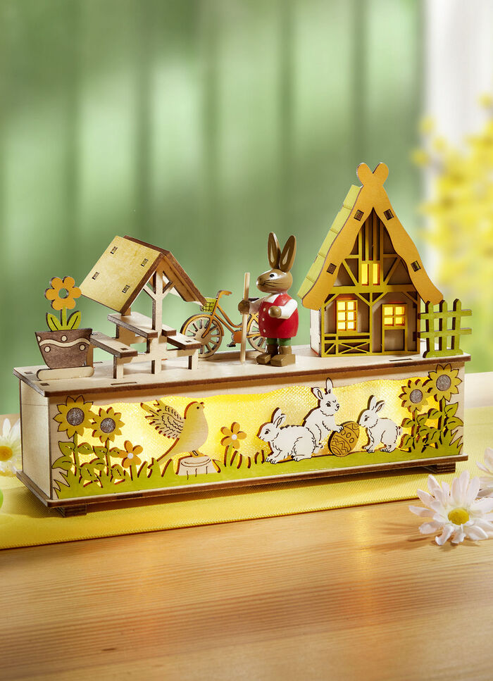 Beleuchtete Holzdekoration mit Timerfunktion 